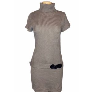 Twisted Angels Gray Cableknit Turtleneck Sweater Dress Luc Marseille Size L